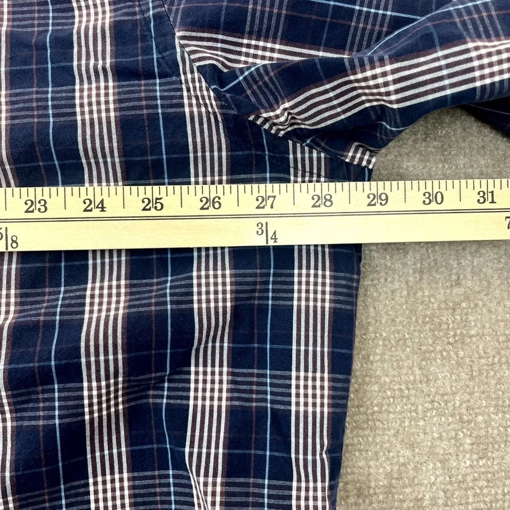 Izod Shirt Mens 2XL Multicolor‎ Plaid Cotton Shirttail Hem Pleated Button Down